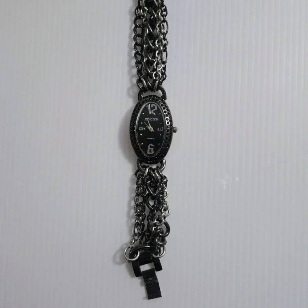 Vintage Chico's‎ CC55549 rhinestone multi chain-link quartz watch